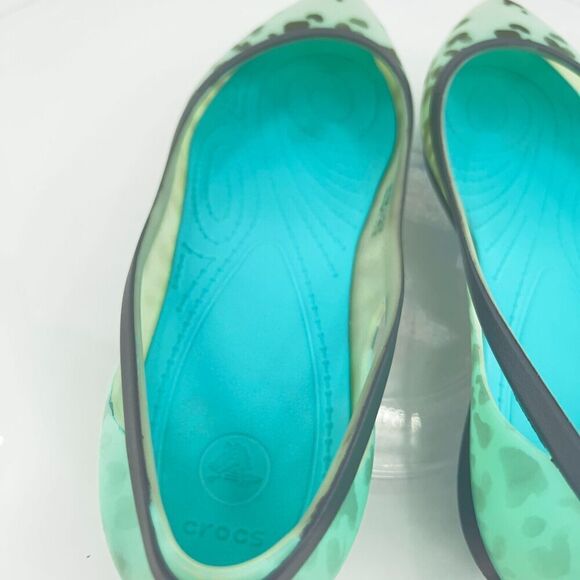 CROCS Womens Rio Ballet Flat Size 9 Leopard Fade Rubber Pointed Slip On Shoe - Picture 7 of 12